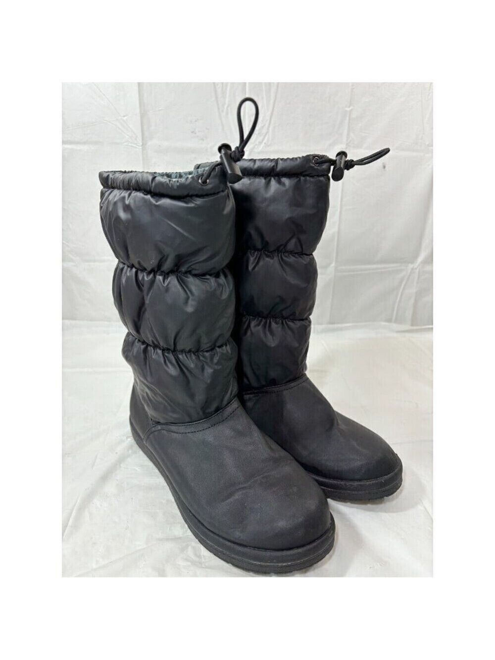 Ozark Trail Lottrella Black Shiny Nylon Winter Snowboot Size 8